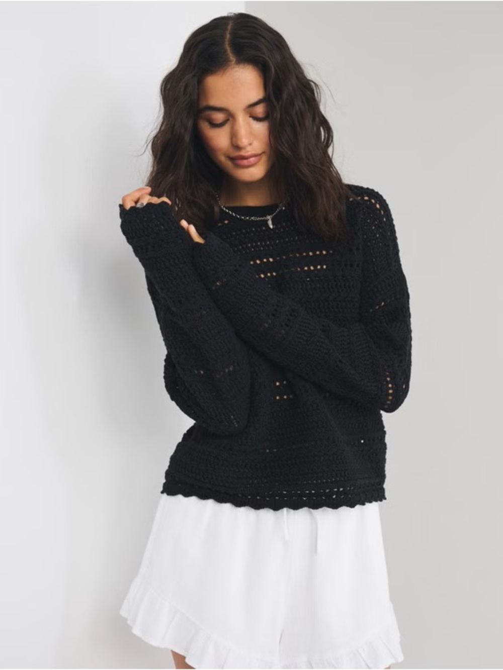 NWT Abercrombie Open Stitch Textural Crew Sweater